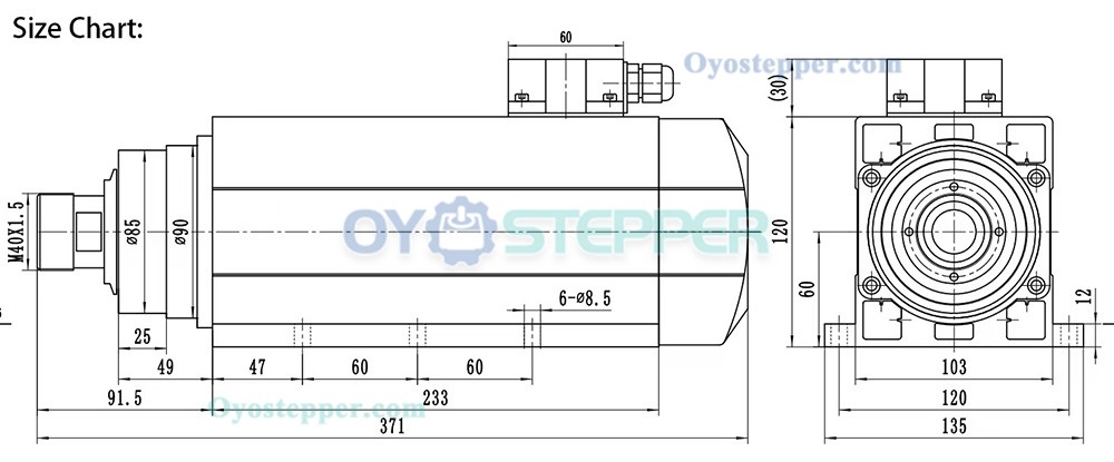 6KW CNC Router Spindle Motor ER32 18000rpm 220V/380V Air Cooled Spindle for Wood Engraving